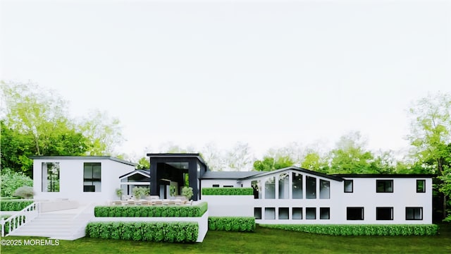 88 Clover Hill Rd, Colts Neck, NJ 07722 - rear view of property with a lawn and stucco siding