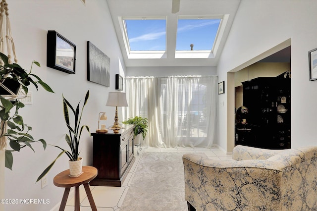 56 Hazel Dr, Freehold, NJ 07728 - living room with a skylight and lofted ceiling