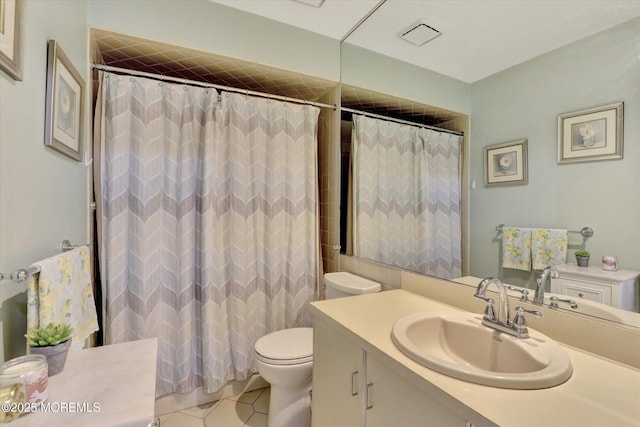 56 Hazel Dr, Freehold, NJ 07728 - full bath with toilet, vanity, tile patterned flooring, and a shower with curtain
