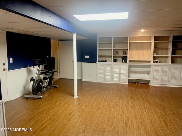 57 Pape Dr, Atlantic Highlands, NJ 07716 - exercise area featuring wood finished floors, baseboards, and a paneled ceiling