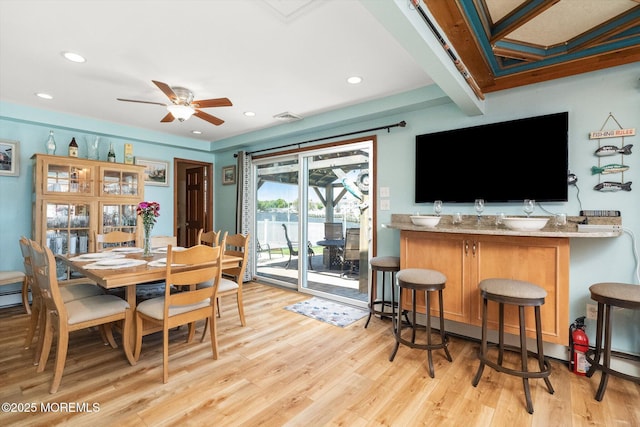 125 Bloomfield Rd, Barnegat, NJ 08005 - dining space featuring light wood-style floors, a ceiling fan, and recessed lighting