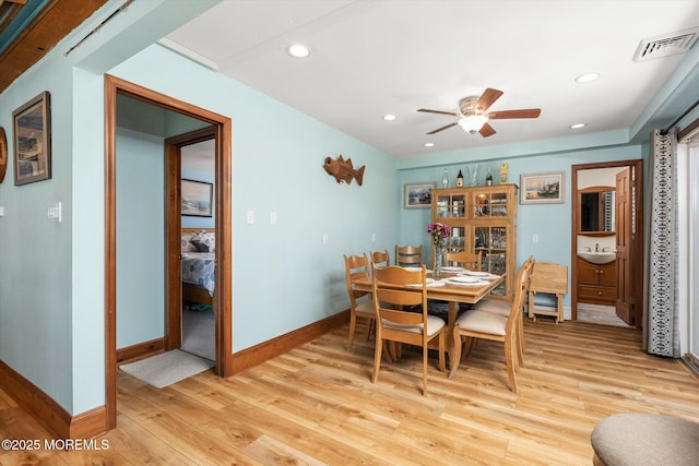 125 Bloomfield Rd, Barnegat, NJ 08005 - dining space with light wood-style floors, a ceiling fan, baseboards, and recessed lighting