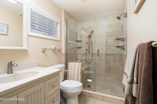 125 Bloomfield Rd, Barnegat, NJ 08005 - full bath featuring toilet, vanity, a stall shower, and tile patterned flooring