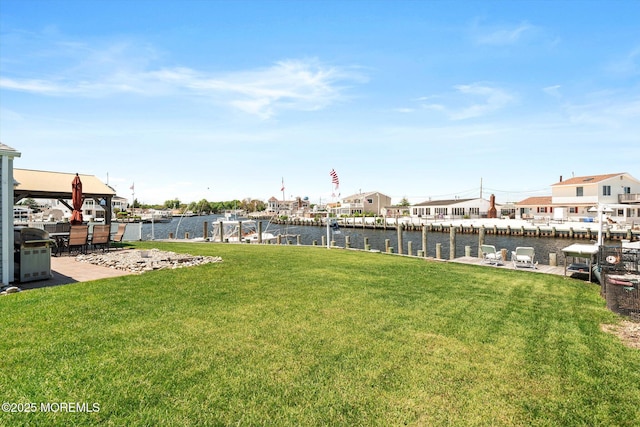 125 Bloomfield Rd, Barnegat, NJ 08005 - view of grassy yard with a boat dock and a water view