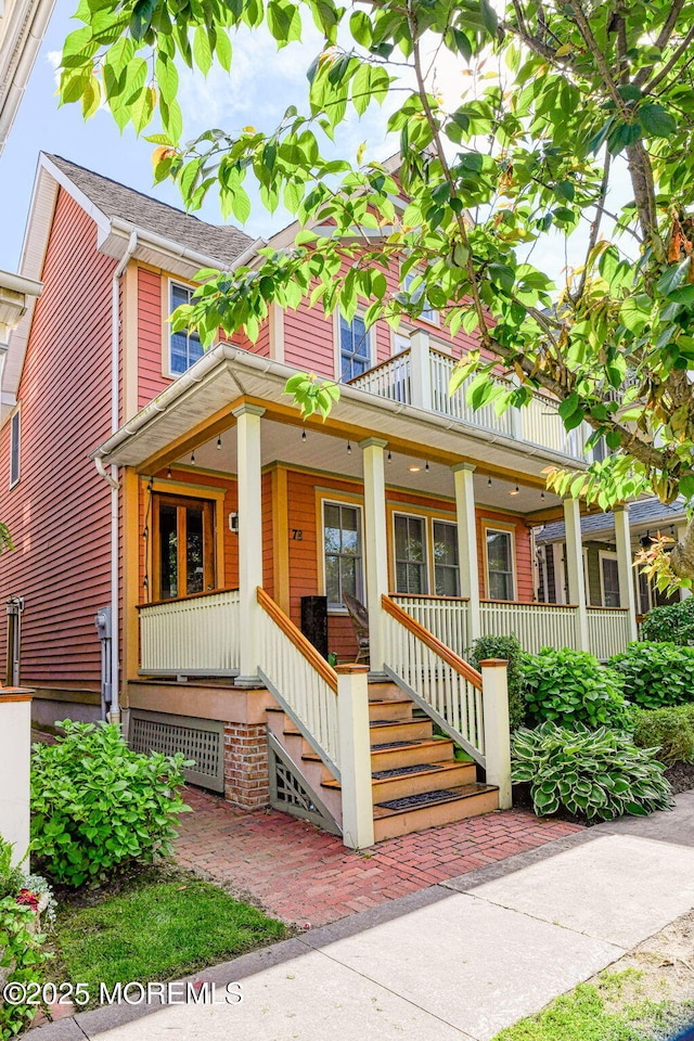 78 Cookman Ave, Ocean Grove, NJ 07756 - view of front of house with a porch and a balcony