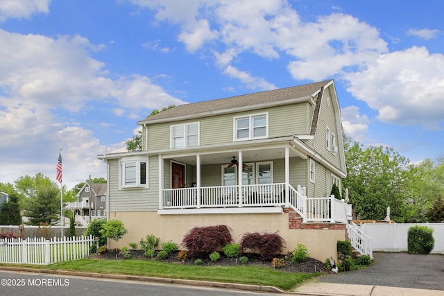 657 Bray Ave, Port Monmouth, NJ 07758 - view of front of property featuring a porch, ceiling fan, and stairway