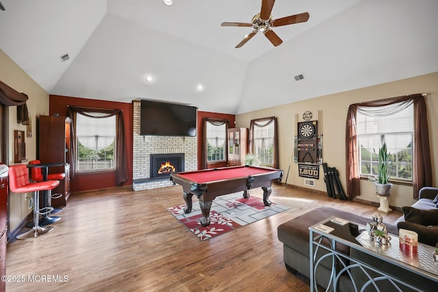 21 Windswept Ln, Freehold, NJ 07728 - playroom with billiards, a ceiling fan, wood finished floors, healthy amount of natural light, and recessed lighting