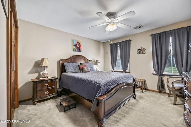 21 Windswept Ln, Freehold, NJ 07728 - bedroom with multiple windows, light colored carpet, baseboards, and a ceiling fan