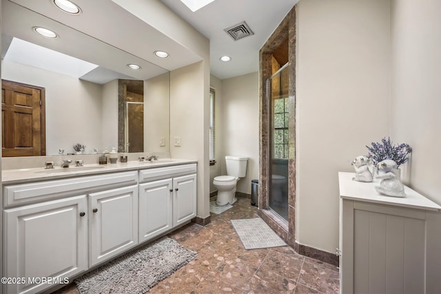 21 Windswept Ln, Freehold, NJ 07728 - full bath with toilet, a shower stall, double vanity, baseboards, and recessed lighting