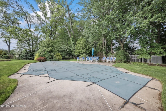 21 Windswept Ln, Freehold, NJ 07728 - view of swimming pool with a patio, a covered pool, and view of scattered trees