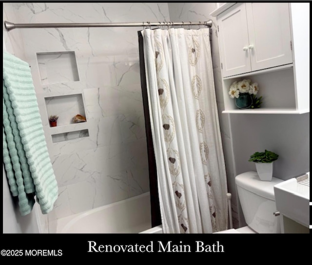 123 France St, Toms River, NJ 08753 - full bath with shower / bath combo with shower curtain, toilet, and vanity