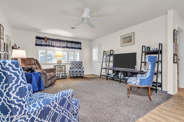 4 Delaware Way Unit A, Whiting, NJ 08759 - living room with ceiling fan and wood finished floors