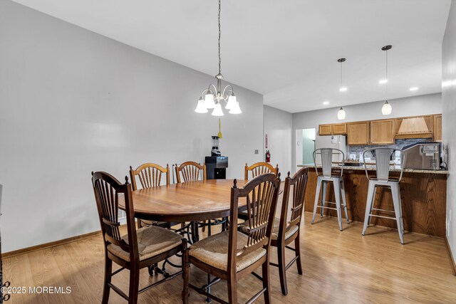 1 Overlook Ct, Manchester, NJ 08759 - dining space with light wood-style floors, a chandelier, baseboards, and recessed lighting