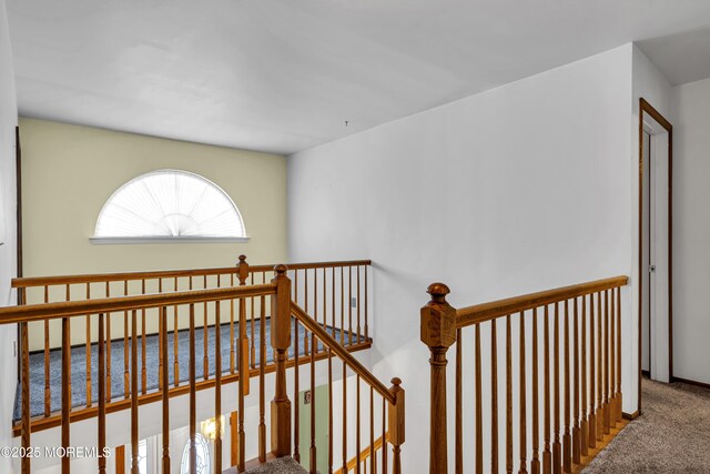 1 Overlook Ct, Manchester, NJ 08759 - hallway featuring carpet floors, an upstairs landing, and a water view