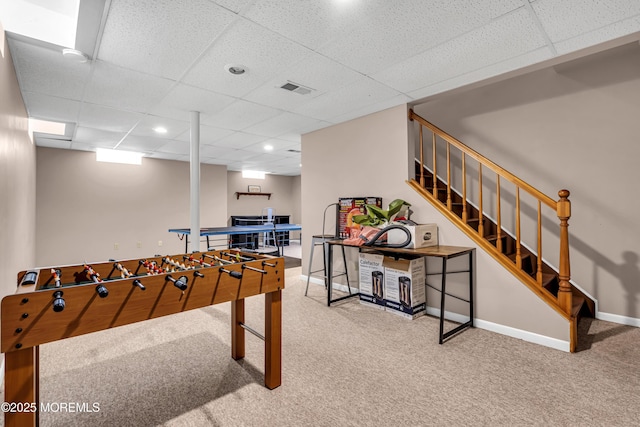 1 Overlook Ct, Manchester, NJ 08759 - recreation room with carpet, a drop ceiling, baseboards, and recessed lighting