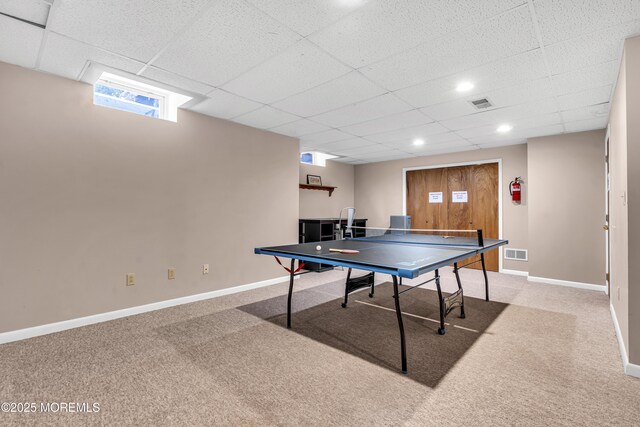 1 Overlook Ct, Manchester, NJ 08759 - playroom with carpet, a paneled ceiling, baseboards, and recessed lighting