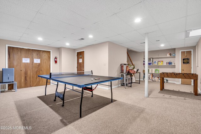 1 Overlook Ct, Manchester, NJ 08759 - game room featuring carpet floors, a drop ceiling, and baseboards