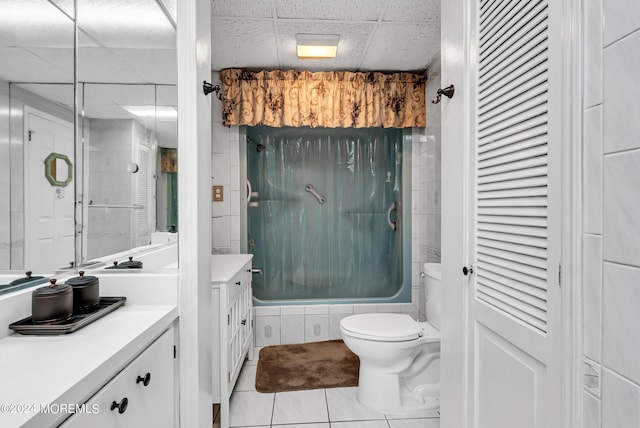 54 Wall St, West Long Branch, NJ 07764 - bathroom with vanity, tile patterned floors, toilet, a closet, and shower / tub combination