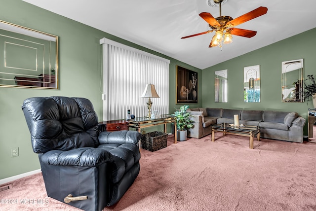 54 Wall St, West Long Branch, NJ 07764 - carpeted living area with a ceiling fan, vaulted ceiling, and baseboards
