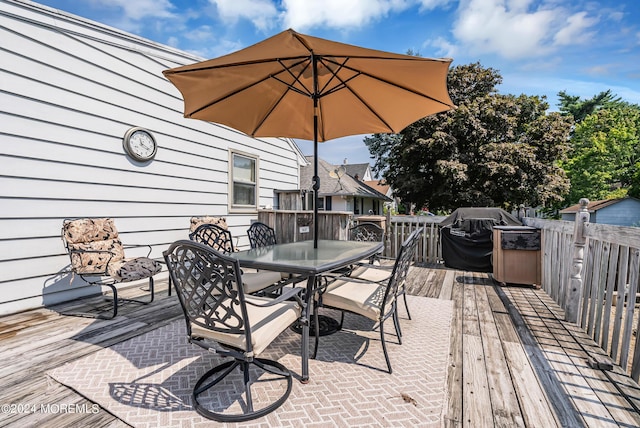 54 Wall St, West Long Branch, NJ 07764 - wooden deck featuring outdoor dining space and grilling area