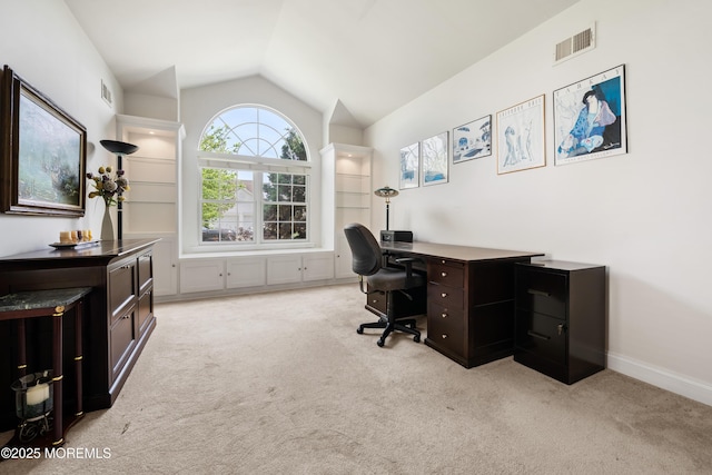 38 Point Pleasant Ln, Waretown, NJ 08758 - office featuring light colored carpet, vaulted ceiling, and baseboards