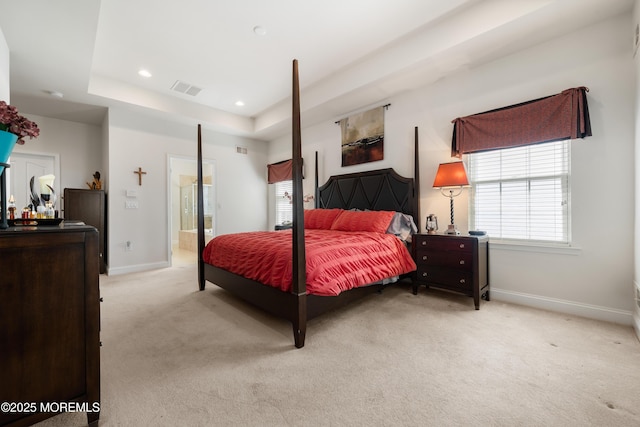 38 Point Pleasant Ln, Waretown, NJ 08758 - bedroom with a raised ceiling, light carpet, multiple windows, baseboards, and recessed lighting
