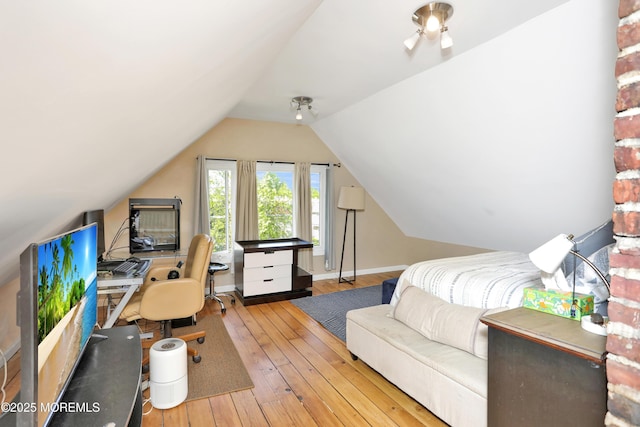 85 Virginia Ave, Manasquan, NJ 08736 - bedroom with hardwood / wood-style flooring, lofted ceiling, and a desk