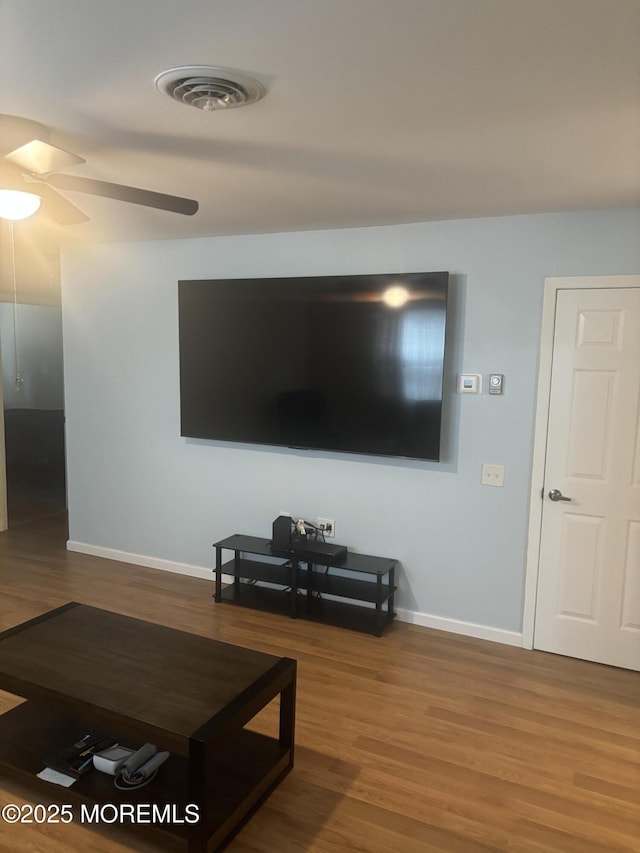 6 Ardmore St Unit A, Whiting, NJ 08759 - living area featuring baseboards, wood finished floors, and ceiling fan