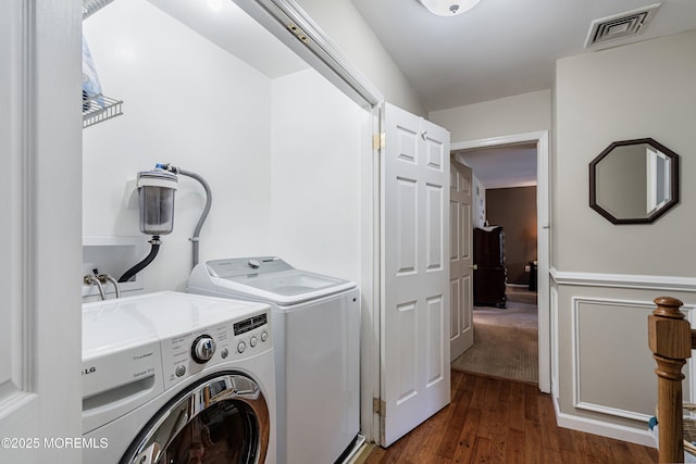 5 Persimmon Dr, Jackson, NJ 08527 - laundry area featuring washing machine and dryer and dark wood finished floors