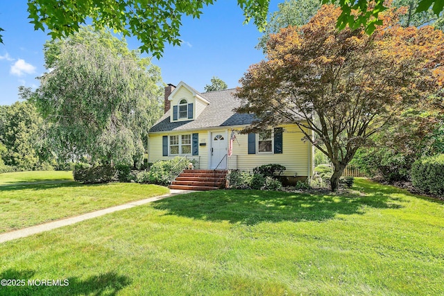 177 Cambridge Ave, Fair Haven, NJ 07704 - cape cod-style house featuring a chimney, a front lawn, and roof with shingles