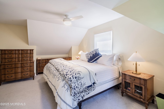 177 Cambridge Ave, Fair Haven, NJ 07704 - bedroom featuring light carpet, vaulted ceiling, and ceiling fan