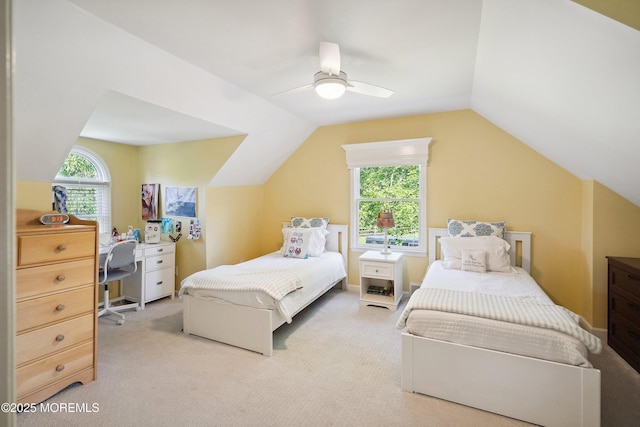 177 Cambridge Ave, Fair Haven, NJ 07704 - carpeted bedroom featuring lofted ceiling, ceiling fan, and an office area