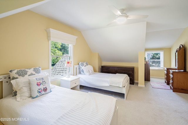 177 Cambridge Ave, Fair Haven, NJ 07704 - carpeted bedroom with vaulted ceiling and a ceiling fan