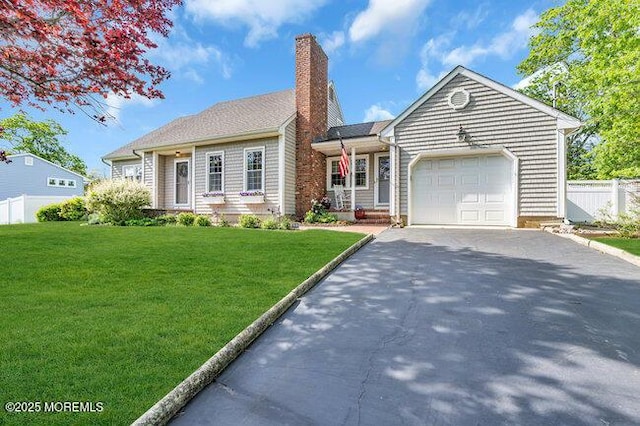 1304 Lenape Trl, Manasquan, NJ 08736 - ranch-style house with asphalt driveway, a garage, and a chimney