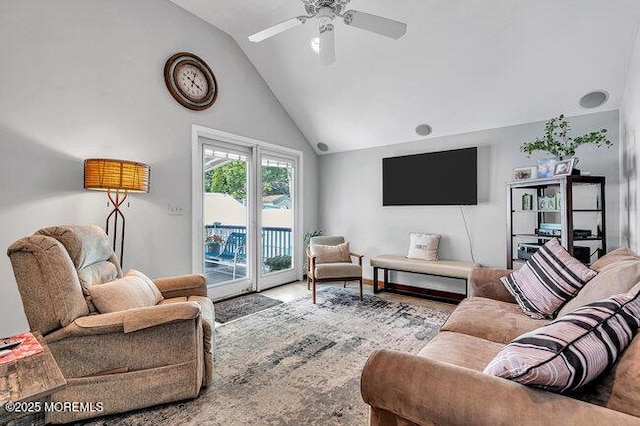 1304 Lenape Trl, Manasquan, NJ 08736 - living room featuring a ceiling fan and high vaulted ceiling