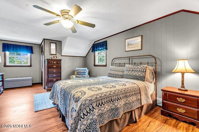 1304 Lenape Trl, Manasquan, NJ 08736 - bedroom with wood finished floors, vaulted ceiling, and ceiling fan