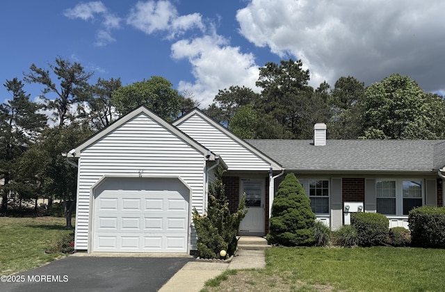 2 Cottage Ct Unit A, Whiting, NJ 08759 - single story home featuring a garage, driveway, a front lawn, and a chimney