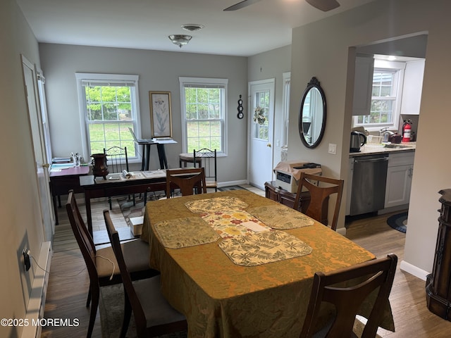 2 Cottage Ct Unit A, Whiting, NJ 08759 - dining space with dark wood-style flooring, a ceiling fan, and baseboards