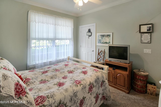 7 John Adams Ct, Whiting, NJ 08759 - bedroom with ornamental molding, carpet flooring, and ceiling fan