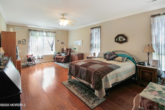 7 John Adams Ct, Whiting, NJ 08759 - bedroom featuring ornamental molding, wood finished floors, baseboards, and ceiling fan