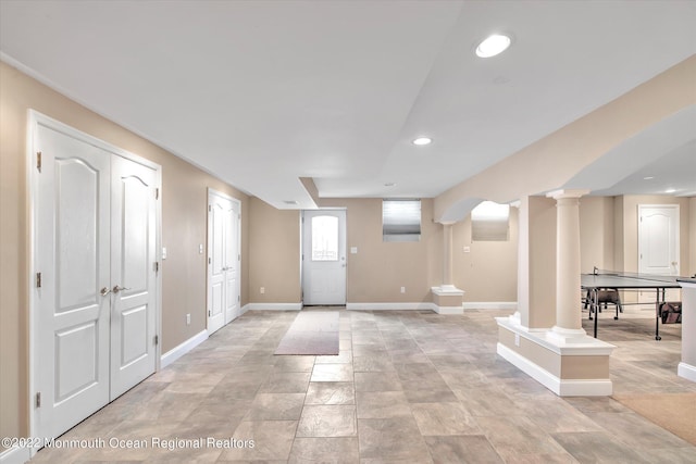 11 Elkridge Way, Manalapan, NJ 07726 - entryway with decorative columns, recessed lighting, and baseboards