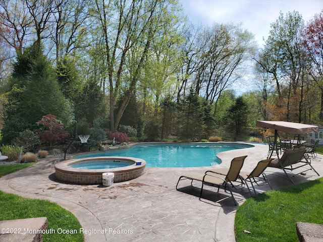 11 Elkridge Way, Manalapan, NJ 07726 - swimming pool with an in-ground hot tub and a patio