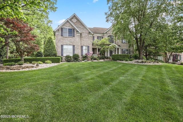 11 Elkridge Way, Manalapan, NJ 07726 - view of front of home featuring a front lawn and brick siding