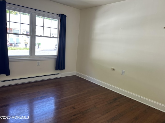 246B Jefferson Ct, Lakewood, NJ 08701 - unfurnished room featuring a baseboard radiator, dark wood-style flooring, and baseboards