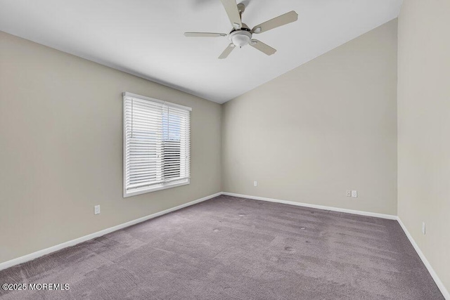 3 Black Pine Ln, Brielle, NJ 08730 - carpeted spare room featuring baseboards, a ceiling fan, and vaulted ceiling