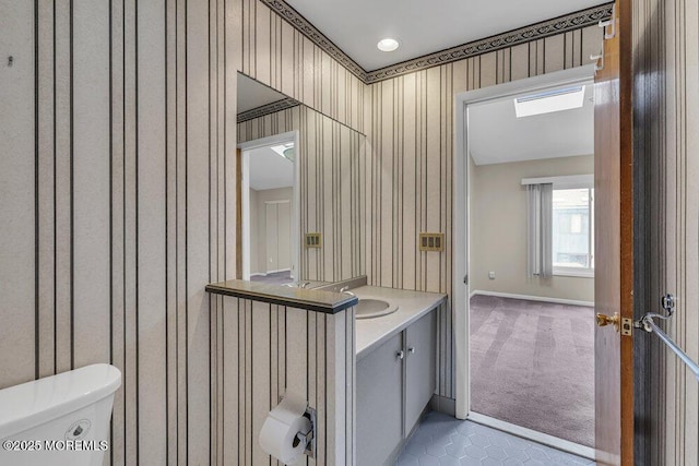 3 Black Pine Ln, Brielle, NJ 08730 - half bath with toilet, vanity, baseboards, and tile patterned floors