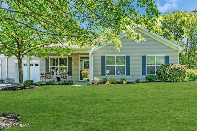 16 Morningside Ct, Lakewood, NJ 08701 - view of front of property featuring an attached garage, a front lawn, and covered porch