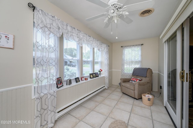 1A Winthrop Pl Unit 55, Whiting, NJ 08759 - sitting room with ceiling fan, light tile patterned floors, and baseboard heating