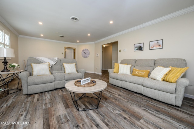 1A Winthrop Pl Unit 55, Whiting, NJ 08759 - living area with wood finished floors, recessed lighting, crown molding, and baseboards