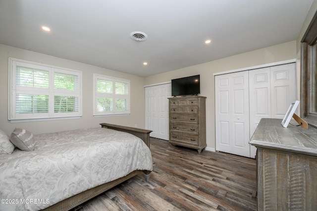 1A Winthrop Pl Unit 55, Whiting, NJ 08759 - bedroom with multiple closets, dark wood-style floors, recessed lighting, and baseboards